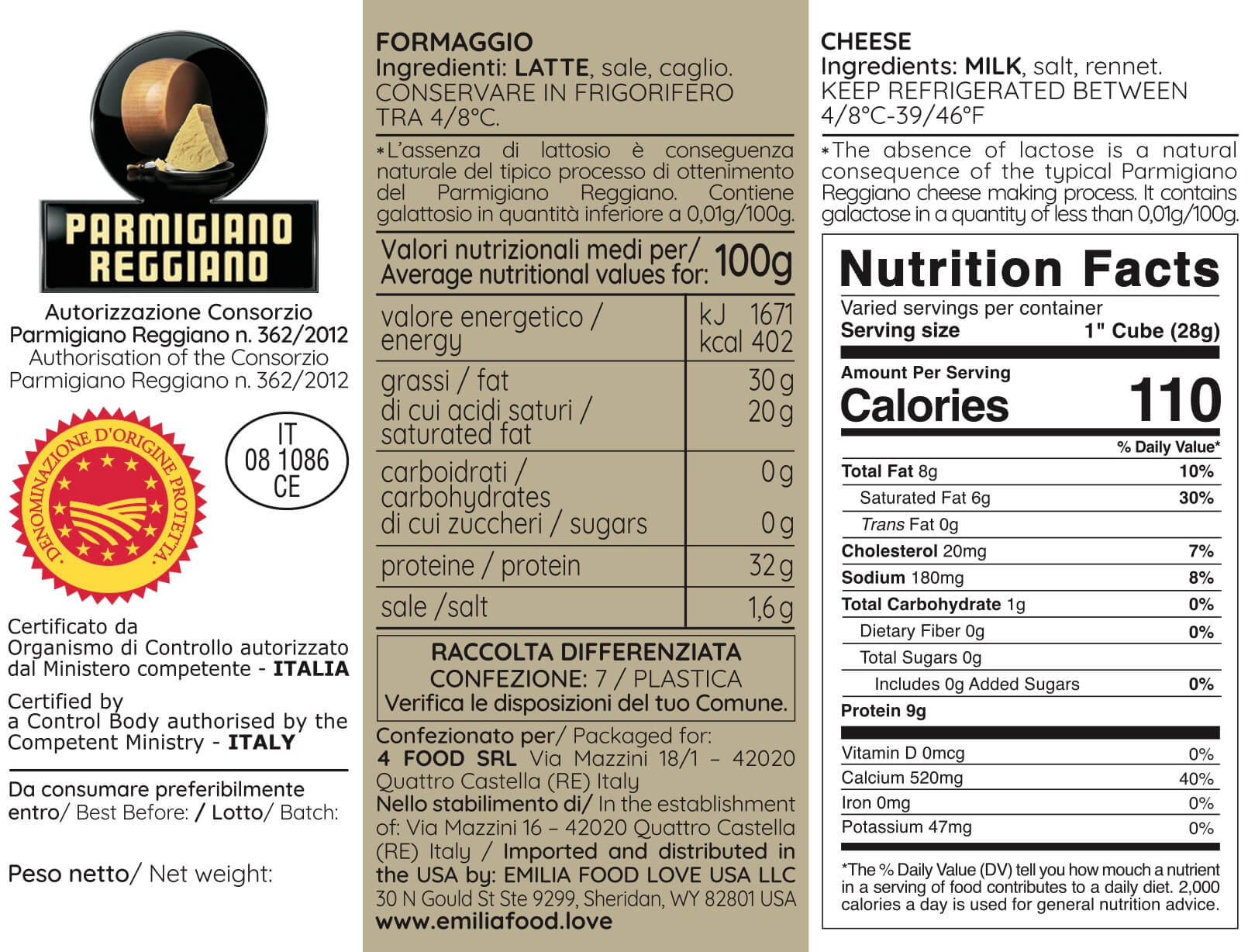 Parmigiano Reggiano DOP 120 months (10 years - Limited Edition)